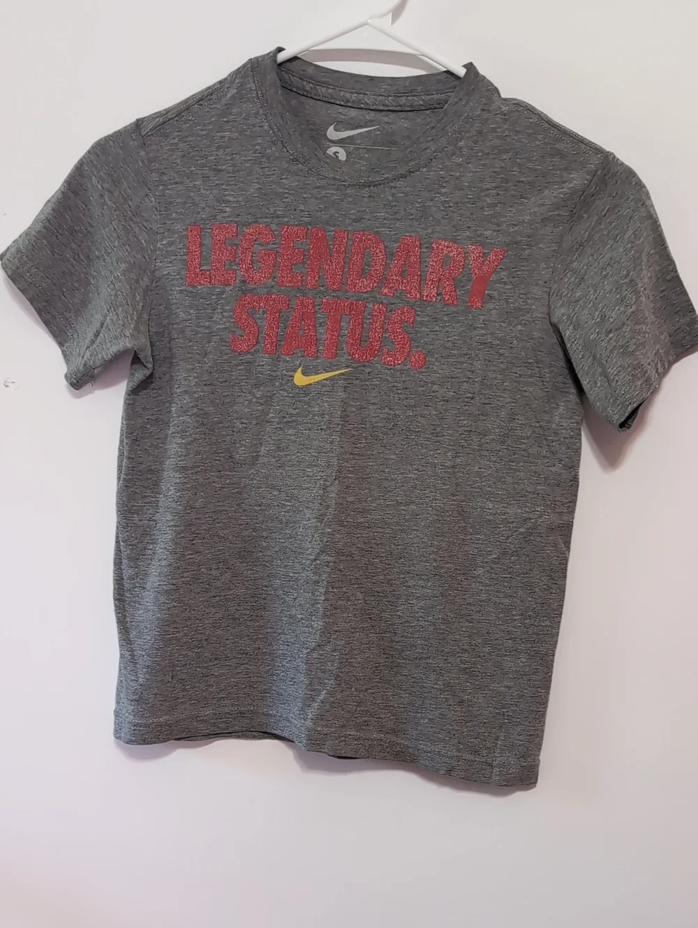 Nike Gray Legendary Status Tee Shirt Size Youth Small